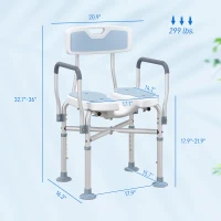 HOMCOM Bath Seat with Adjustable Height, Anti-slip, HDPE Padded Shower Chair with Arms and Back, Light Blue(m-3)