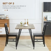 HOMCOM Farmhouse Wooden Dining Chairs Set of 2 with Cross Back, Black(m-4)