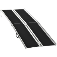 HOMCOM 8ft Wheelchair Ramp, 600lbs Capacity Non-Slip Aluminum Folding Handicap Ramp with Reinforced Welded Hinges, for Home Steps, Cars, Scooters and Stairs(m-2)