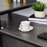 HOMCOM 68 Inch Office Table Computer Desk Workstation Bookshelf with CPU Stand, Spacious Storage Shelves & Chic Modern Woodgrain Design, Grey(m-7)