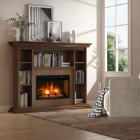 HOMCOM 27" Electric Fireplace Insert, Retro Recessed Fireplace Heater with Realistic Log Flame, Remote Control, Adjustable Brightness, 1400W, Black(m-1)