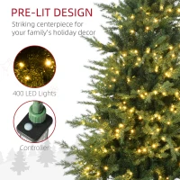 HOMCOM 6' Artificial Prelit Christmas Trees Holiday Decor with Warm White LED Lights, Auto Open, 8 Light Modes(m-6)