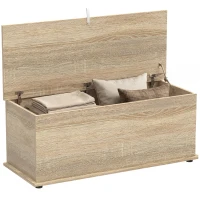 HOMCOM 39.5" Storage Chest with 2 Safety Hinges, Storage Box Organizer with Flip-Top Lid, Entryway Storage Bench, Oak(m-8)