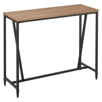 HOMCOM 47.75 Inch Bar Table with Metal Legs, Rustic Industrial Pub Table with Large Tabletop for Home Bar, Kitchen or Dining Room, Brown(m-22)