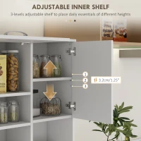HOMCOM 66" Buffet with Hutch, Freestanding Kitchen Pantry with 2 Large Cabinets, 1 Pull Up Cabinet, 3 Drawers, White(m-5)