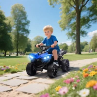 Qaba 6V Kids ATV, 4 Wheeler Electric Ride on Car with Music and LED Headlights, for Ages 18-56 Months Boys and Girls, Blue(m-1)