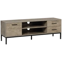HOMCOM TV Stand for TV up to 50 Inches, Entertainment Center with Door, Open Storage and Drawers, TV Table with Steel Legs, Gray(m-11)