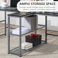 HOMCOM 83" Two Person Computer Desk with 2 Storage Shelves, Double Desk Workstation with Book Shelf, Long Desk Table, Black(m-5)