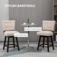 HOMCOM Set of 2 Tufted Bar Stool Chairs, Beige(m-5)