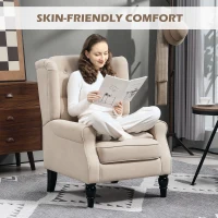 HOMCOM Wingback Accent Chair for Living Room, Button-Tufted Lounge Chair with Round Armrests and Wood Legs, Beige(m-6)