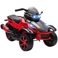 Qaba 12V Kids ATV with Suspension Wheels, Soft Start, LED Lights, Music, Red(m-9)