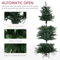 HOMCOM 6' Artificial Prelit Christmas Trees Holiday Decor with Warm White LED Lights, Auto Open, 8 Light Modes(m-8)