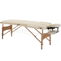 HOMCOM Height Adjustable Professional Salon Spa Facial Couch Bed, Portable Folding Massage Table, Beige(m-2)