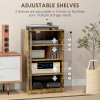 HOMCOM 5-Tier Media Cabinet, Media Stand with Adjustable Shelves, Tempered Glass Doors, and Cable Management, Rustic Brown(m-4)