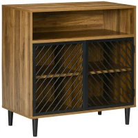 HOMCOM Industrial Sideboard Buffet Cabinet, Kitchen Cabinet, Coffee Bar Cabinet with Metal Doors and Adjustable Shelves for Living Room, Entryway, Dark Walnut(m-1)