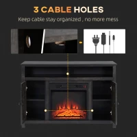 HOMCOM Electric Fireplace TV Stand for TV's up to 50" Flat Screen, Living Room Media Entertainment Console with Doors, Shelves, Cable Hole, Espresso(m-5)