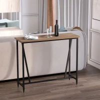 HOMCOM 47.75 Inch Bar Table with Metal Legs, Rustic Industrial Pub Table with Large Tabletop for Home Bar, Kitchen or Dining Room, Brown(m-21)