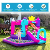 Outsunny Kids Bouncy House with Blower, 4 in 1 Large Bounce Castle with Jumping, Water Pool, Slide for Outdoor and Indoor(m-5)