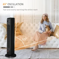 HOMCOM 2-In-1 Portable Electric Tower Heater, Oscillating Space Heater for Indoor Use with Remote Control, 8H Timer, Three Heating Modes(High, Low, Fan), 750W / 1500W, Black(m-7)