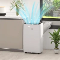 HOMCOM 12,000 BTU Mobile Air Conditioner 549 Sq. Ft., Dehumidifier Fan Auto Sleep with 24H Timer On/Off, Window Kit(m-10)