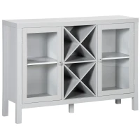 HOMCOM Sideboard Buffet Cabinet with Removable Wine Rack, Tempered Glass Door and Adjustable Shelves, Coffee Bar Cabinet for Living Room, Kitchen, Entryway, Gray(m-1)