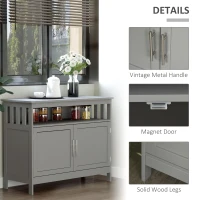 HOMCOM Kitchen Sideboard, Buffet Cabinet, Wooden Storage Console Table with 2-Level Cabinet and Open Shelf, Gray(m-8)