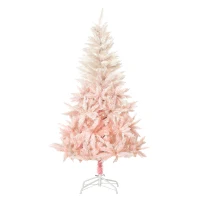 HOMCOM 5ft Artificial Christmas Tree Home Decoration Automatic Open  White and Pink(m-11)