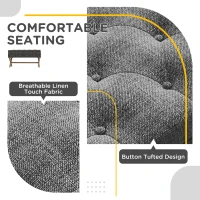 HOMCOM Upholstered Bedroom Bench, End of Bed Bench, Ottoman with Wood Legs, 35.75"W x 16.25"D x 19.75"H, Gray(m-5)
