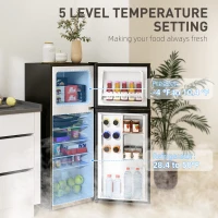 HOMCOM Small Fridge with Freezer, 4 Cu Ft Refrigerator with Reversible Doors, Silver(m-5)