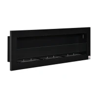 HOMCOM Ethanol Fireplace, 47.25" Wall-Mount 0.3 Gallon Steel 215 Sq Ft., Burns up to 3 Hours, Black(m-1)