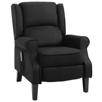 HOMCOM Vibration Massage Recliner Chair for Living Room with Heat,  Wingback Single Sofa, Modern Suede Fabric Push Back Reclining Chair with Footrest, Side Pocket, Black(m-11)