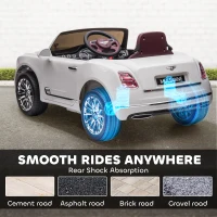 Aosom Bentley Mulsanne 12V Ride on Car, Battery Powered Car with Remote Control, Suspension, Startup Sound, LED Lights, MP3, Horn, Music, Forward and Backward, 2 Motors, White(m-8)