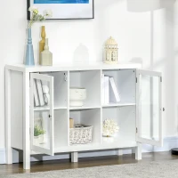 HOMCOM Sideboard Buffet Cabinet with Removable Wine Rack, Tempered Glass Door and Adjustable Shelves, Coffee Bar Cabinet for Living Room, Kitchen, Entryway, White(m-10)