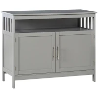 HOMCOM Kitchen Sideboard, Buffet Cabinet, Wooden Storage Console Table with 2-Level Cabinet and Open Shelf, Gray(m-1)