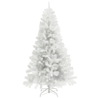 HOMCOM 7.5ft Unlit Artificial White Christmas Tree, Holiday Decor with 1346 Branch Tips, Auto Open and Steel Base