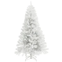 HOMCOM 7.5ft Unlit Artificial White Christmas Tree, Holiday Decor with 1346 Branch Tips, Auto Open and Steel Base(m-1)