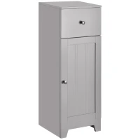 kleankin Short Bathroom Storage Cabinet, Cabinet Organizer with 1 Drawer and Adjustable Shelf for Living Room, Gray(m-1)