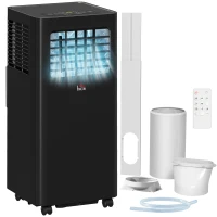 HOMCOM 8000 BTU Mobile Air Conditioner, 345 Sq. Ft., AC Unit with Dehumidifier, Sleep, 24H Timer On/Off, Window Kit, Black(m-11)
