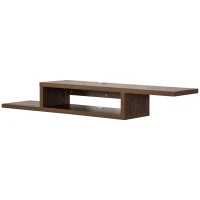 HOMCOM Wall Mounted Media Console, Floating Stand Component Shelf, Entertainment Center Unit, Walnut(m-11)