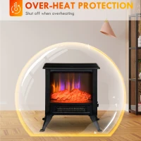 HOMCOM Electric Fireplace Heater w/ LED Flame Fireplace Stove, Black, 17"(m-6)