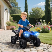 Qaba 6V Kids ATV, 4 Wheeler Electric Ride on Car with Music and LED Headlights, for Ages 18-56 Months Boys and Girls, Blue(m-8)
