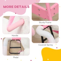 Qaba Kids Spring Rocking Horse Unicon, Ride on Horse for Girls and Boys with Sounds, Plush Animal Ride-on Toy with Soft Feel, Interactive Toy for Kids, Pink(m-6)