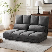 HOMCOM Convertible Recliner Sofa, Folding Floor Sofa Chair with Adjustable Backrest and Headrest, Dark Gray(m-10)