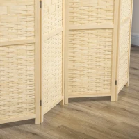 HOMCOM 4-Panel Room Divider, 5.6 FT Bamboo Freestanding Folding Privacy Screen for Indoor Bedroom Office, Natural Wood(m-7)