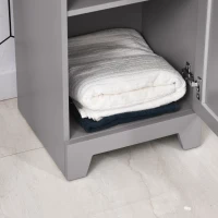 kleankin Short Bathroom Storage Cabinet, Cabinet Organizer with 1 Drawer and Adjustable Shelf for Living Room, Gray(m-8)