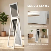 HOMCOM 15" x 62" Full Length Mirror for Bedroom, Free Standing Dressing Mirror, Wall Mirror for Living Room, White(m-7)