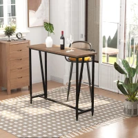 HOMCOM 47.75 Inch Bar Table with Metal Legs, Rustic Industrial Pub Table with Large Tabletop for Home Bar, Kitchen or Dining Room, Brown(m-11)