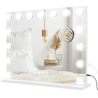 HOMCOM Hollywood Makeup Mirror with Lights, 3 Lighting Modes, USB Charging Port, Tabletop or Wall Mounted, White(m-9)