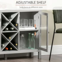HOMCOM Sideboard Buffet Cabinet with Removable Wine Rack, Tempered Glass Door and Adjustable Shelves, Coffee Bar Cabinet for Living Room, Kitchen, Entryway, Gray(m-7)
