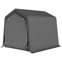 Outsunny 9.2' x 7.9' Garden Storage Tent, Patio Storage Shelter w/ Metal Frame and Double Zipper Doors, Dark Grey(m-11)